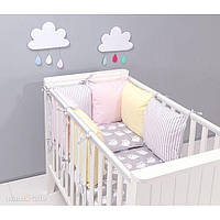Комплект у дитяче ліжечко Хатка Сови бежевий із сірим