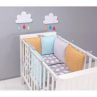 Комплект у дитяче ліжечко Хатка Сови бежевий з м'ятою