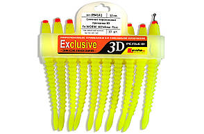 Змінна поролонова принада Levsha NN 3D ExWorm, Fluo WYellow, 12cm, Під офсетний гачок №1/0,2/0,3/0, 10 шт/уп