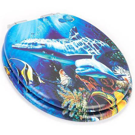 Сидіння для унітаза, мікроліфт, фанера, Natural style, стільчик Dolphin, фото 1
