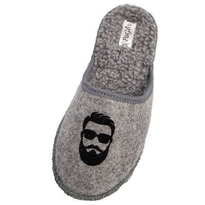Хатні капці підліткові паркетні Повсть PaGo "Бородач" сірі, тихенькоходи 37