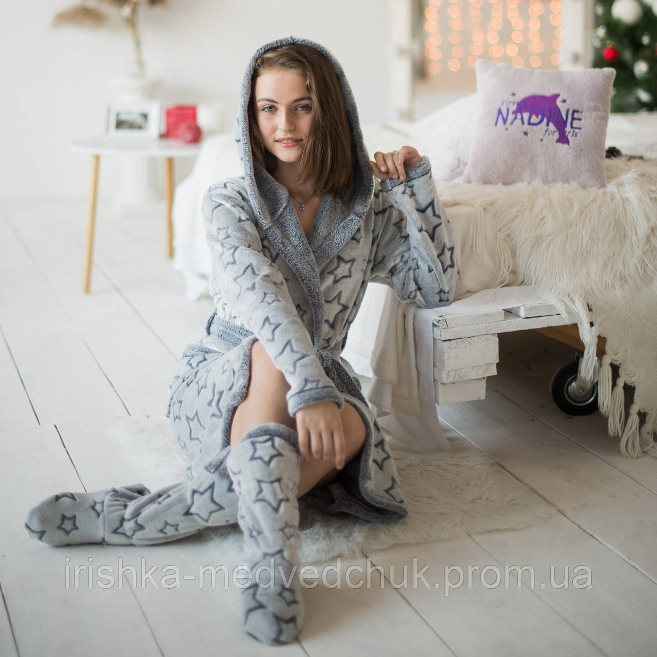 Халат махровий з чобітками Eirena Nadine (565-34) ріст 134 синій