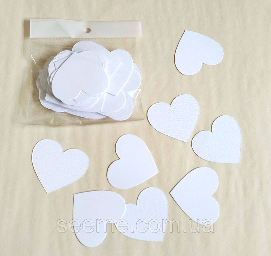 Комплект сердець, 50 шт., розмір 47*45 мм, колір білий, фото 1
