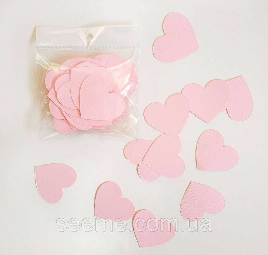 Комплект сердечок, 50 шт., розмір 47*45 мм, колір рожевий
