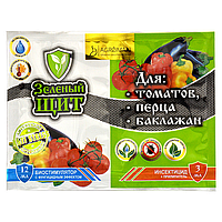 Інсектицид з біостимулятором «Зелений щит для томатів, перцю і баклажанів» 12 мл + 3 мл, оригінал