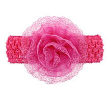 Дитяча малинова пов'язка з квіткою - окружність 30-50см, розмір квітки 9см