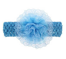 Дитяча блакитна пов'язка з квіткою - окружність 30-50см, розмір квітки 9см