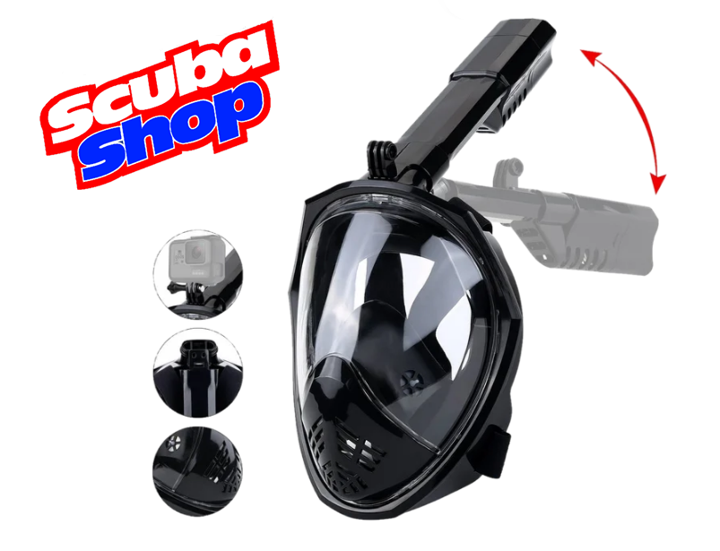 Повна маска Scuba Matrix складаний з трубкою для снорклінга (колір чорний)