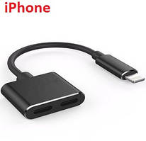 Перехідник Розгалужувач для iPhone 2 в 1 Lightning Audio AUX Адаптер Спліттер для прослуховування музики