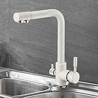 Змішувач для кухні з під'єднанням до фільтра SANTEP 9966W Молочний матовий