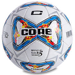 М'яч футбольний ламінований Core No5 PREMIER 047 White-Blue-Red