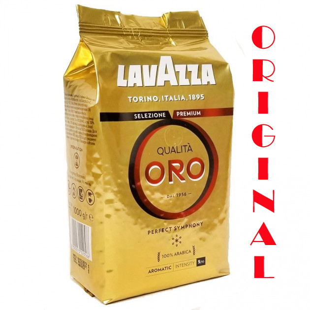 Кава в зернах Lavazza Qualita Oro 100% арабіка 1000 грамів, кава зернова лавацца в пачці