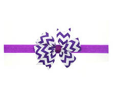 Дитяча пов'язка в смужку фіолетова - окружність 36-48см, розмір банта 9см