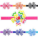 Дитяча пов'язка в смужку блакитна - окружність 36-48см, розмір банта 9см, фото 2