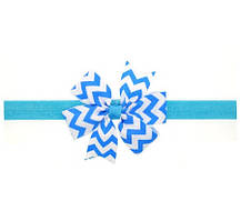 Дитяча пов'язка в смужку блакитна - окружність 36-48см, розмір банта 9см