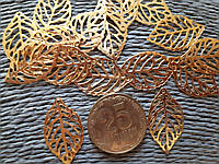 Фурнитура коннектор "листики" 12×20цвет лимонное золото 100шт