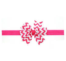 Дитяча пов'язка в смужку малинова - окружність 36-48см, розмір банта 9см