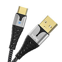 Кабель синхронизации Topk microUSB 1m 2.4A нейлоновый серый (TK83U-VER2-GR)