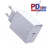 Мережевий зарядний пристрій Topk Qualcomm Quick Charge 3.0 18 W USB Type-C/PD White (TK154-WT)