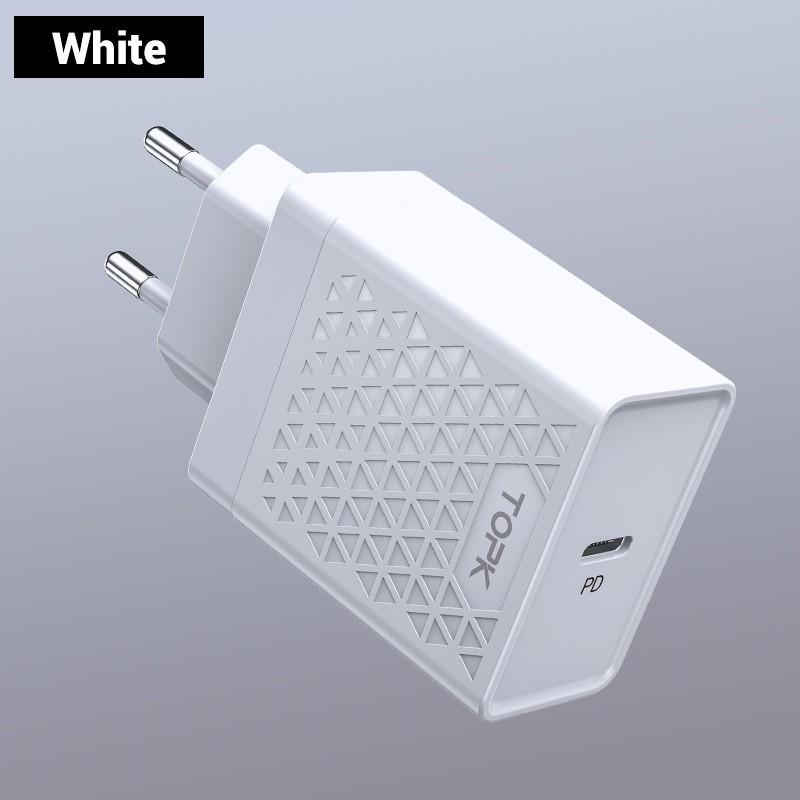 Сетевое зарядное устройство Topk Qualcomm Quick Charge 3.0 18W USB Type-C/PD White (TK154-WT) - фото 4 - id-p1110840240