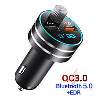 FM-трансмітер модулятор Topk з Bluetooth 5.0, USB Quick Charge 3.0 18W 2xUSB Black (TK201Q-BL)