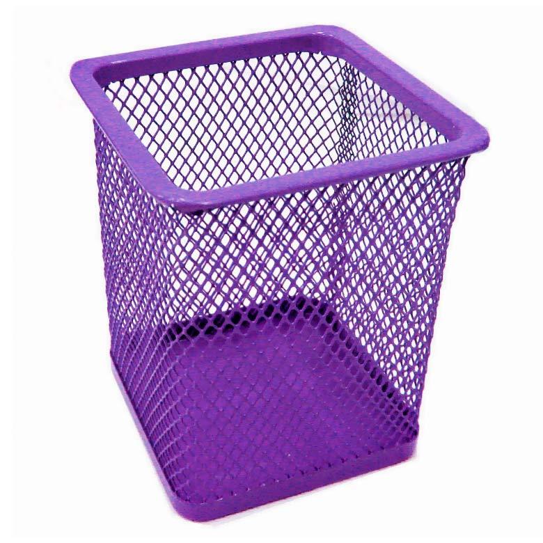 Стакан для ручок Метал Сітка Фіолетовий 70*70*95 мм 804С, фото 1