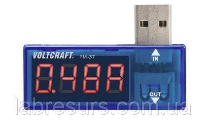 Вимірювальний USB-тестер VOLTCRAFT PM-37 Дисплей CAT I для вимірювання напруги, ємності, струму