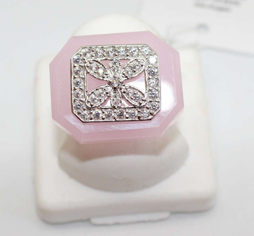 Кольцо с розовым кварцем серебро Жанетт