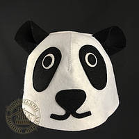 "Панда", шапка для бани (белый фетр)