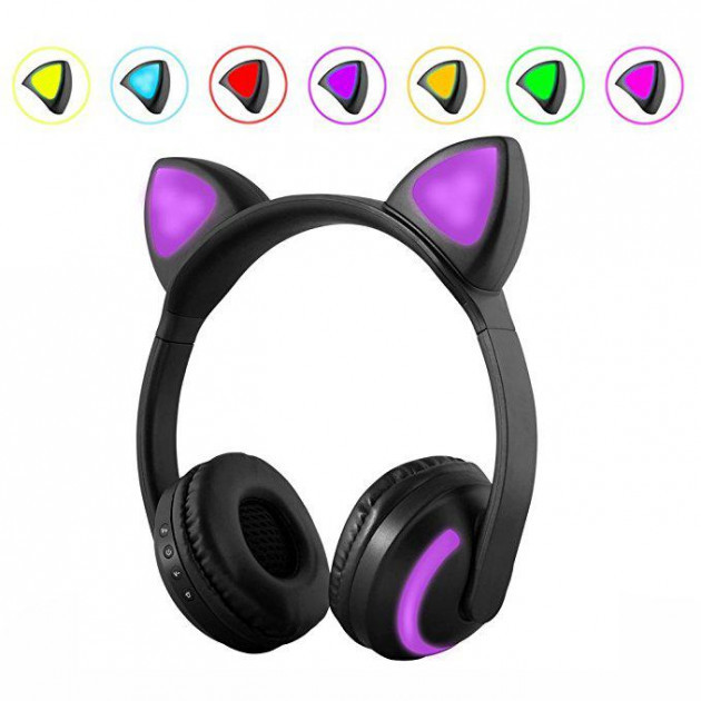 Бездротові Bluetooth-навушники Cat Ear ZW-19 котячі вушка світяться 7 кольорів підсвітки