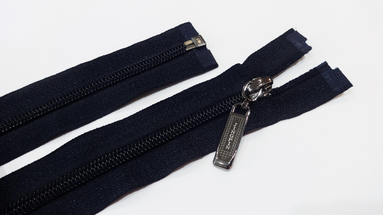 Блискавка спіральна No 7 темно-синя 80 см 1 бігунок, фото 1