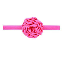 Пов'язка дитяча з трояндочкою малинова - квітка 8см, окружність 36-52см