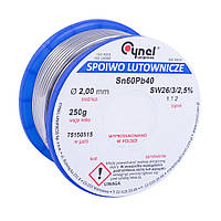 Припій з флюсом для паяння олов'яно-свинцевий Cynel (S-Sn60Pb40 sw26/3/2.5%) 250 г (2.5 мм)