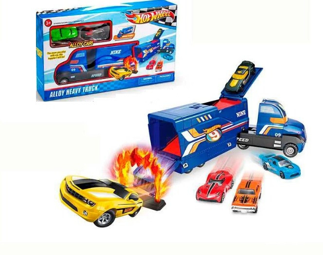 Набір Інерційний трейлер з машинками