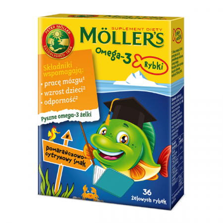 Mollers Tran Omega-3  рибки, смак апельсин-лимон, 36 шт
