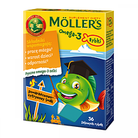 Mollers Tran Omega-3 рыбки, вкус апельсин-лимон, 36 шт