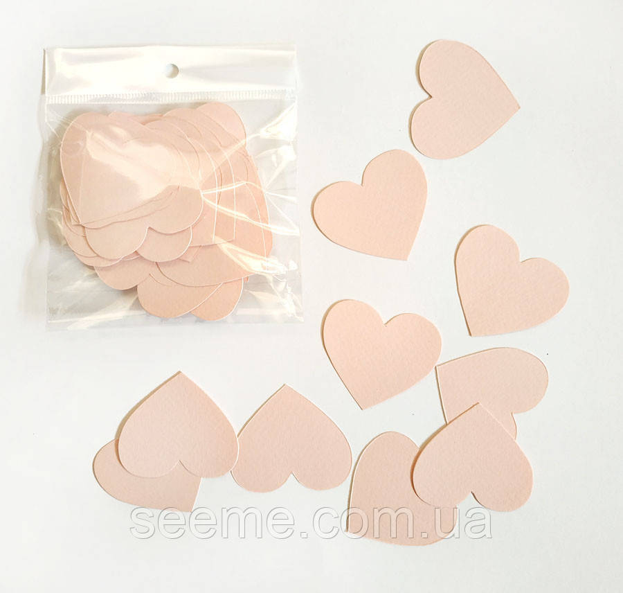 Комплект сердечок, 50 шт., розмір 47*45 мм, колір ніжно-персиковий