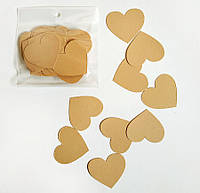 Комплект сердечек, 50 шт, размер 47*45 мм, цвет кэмел
