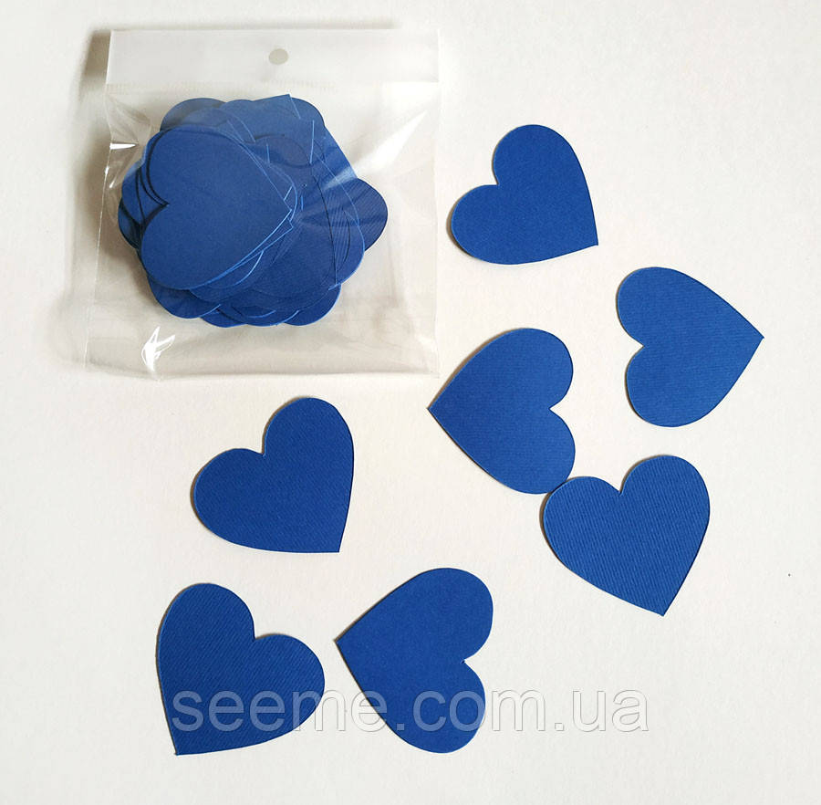 Комплект сердечок, 50 шт., розмір 47*45 мм, колір синій