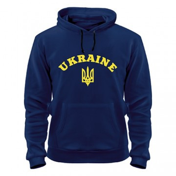 Худі синього кольору Толстовка з капюшоном напис Ukraine