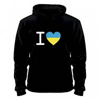 Кофта кенгурушка с нанесением I Love Ukraine