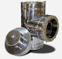 Трійник ревізія, кут 90° для димоходу н/оц, з теплоізоляцією 0.8 мм (Pt), 200/260 мм, Двостінний