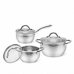 Набір посуду "Nancy" 41х23х17 см 6 пр. з індукційним дном із неіржавкої сталі зі скляними кришками Fissman