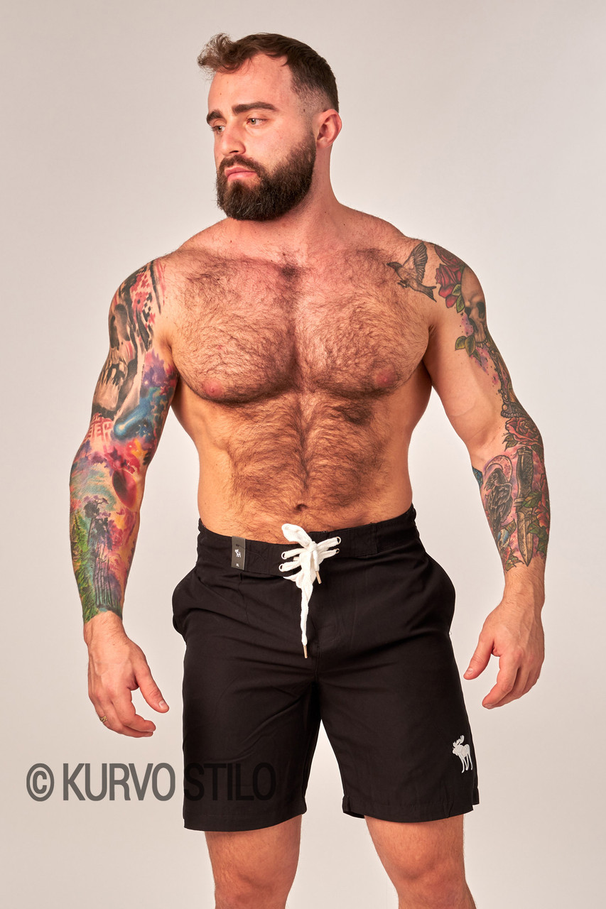 Чоловічі пляжні шорти (плавки) для купання Abercrombie & Fitch, різні розміри, колір чорний