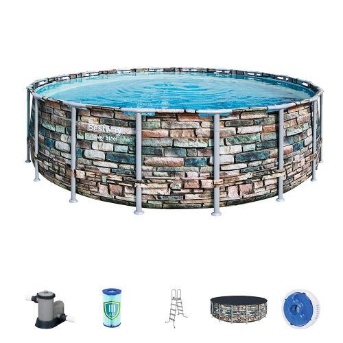 Басейн каркасний Steel Power, 549 x 132 см, фільтр-насос, тент, сходи, 56886 Bestway, фото 1