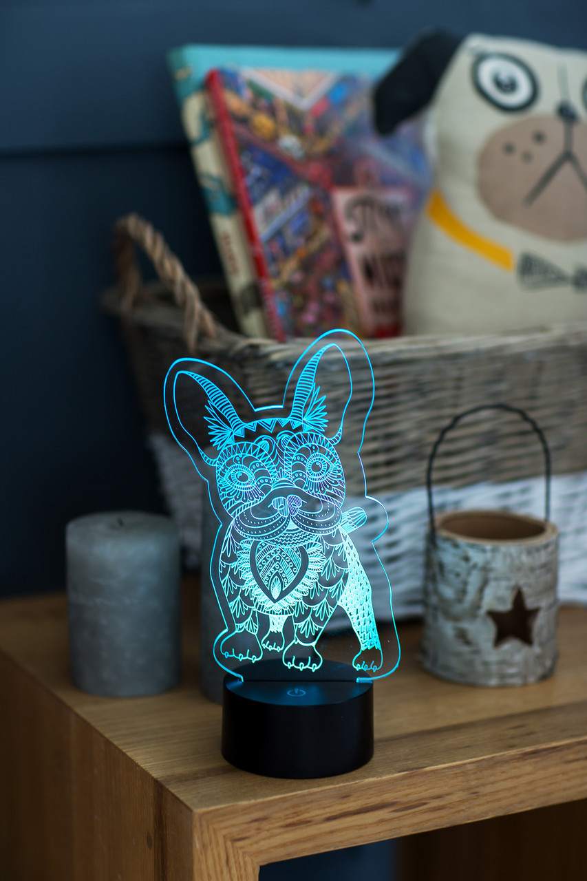 3D світильник нічник з пультом "Бульдог 2" 3DTOYSLAMP, фото 1