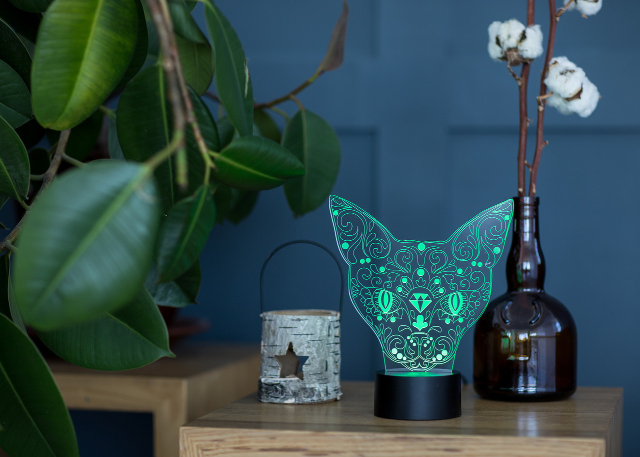 Змінна пластина для 3D світильників "Кішка 2" 3DTOYSLAMP, фото 1