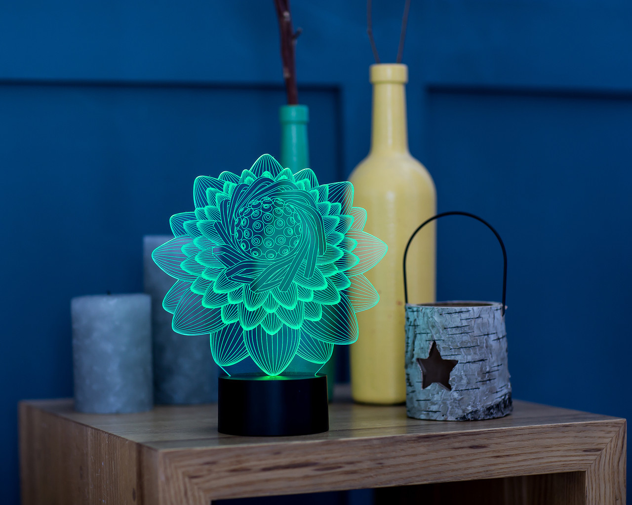 3D світильник нічник з пультом "Лотос 2" 3DTOYSLAMP, фото 1