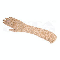 Бежевые длинные гипюровые перчатки "Розочки"