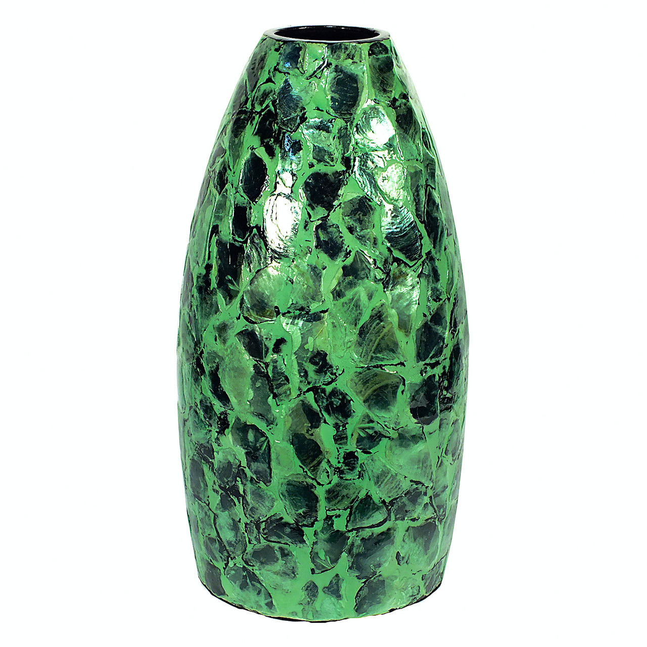 Большая зеленая ваза декоративная керамическая, покрытая натуральным перламутром - фото 1 - id-p309417889